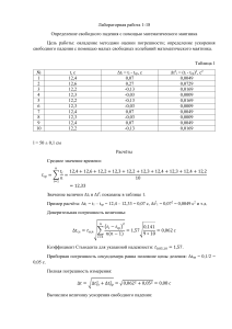 Лаба ускорение свободного падения