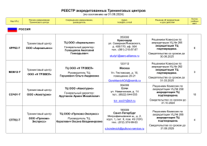 РЕЕСТР аккредитованных ТЦ