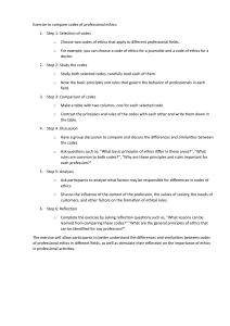 Exercise to compare codes of professional ethics