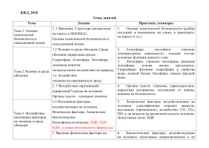 План занятий Безопасность жизнедеятельности 