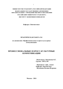 практика 1 Дюндикова Профессиональные и кросс-культурные коммуникации