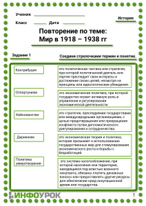 Повторение по теме Мир в 1918  1938 гг