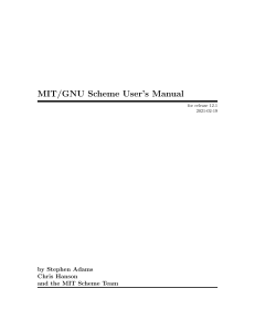 MIT/GNU Scheme User`s Manual