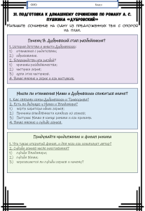 31. Дубровский. Подготовка к сочинению